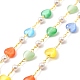 Cadena con perlas de vidrio y corazón de ojo de gato de colores CHC-G017-10G-1