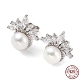Серьги-гвоздики из кубического циркония с защитой от потускнения и натуральным жемчугом EJEW-F318-08P-3