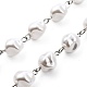 Collares de cuentas de perlas de imitación de plástico blanco y conjuntos de collares de cadena de clip de hierro NJEW-JN03059-9