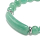 Bracelet extensible en perles d'aventurine verte naturelle BJEW-JB08879-03-4