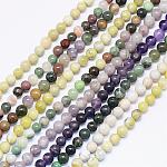 De piedra natural, variada hebras de perlas redondas, 5~6mm, agujero: 1 mm, aproximamente 67 pcs / cadena, 15.55 pulgada