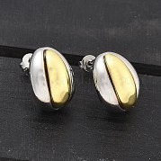 Двухцветные серьги-гвоздики из латуни для женщин EJEW-U057-04G-B