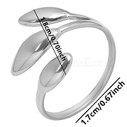 Винтажное трехлепестковое открытое кольцо-манжета из нержавеющей стали 304 для женщин LW4764-1