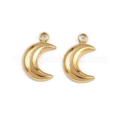 Anhänger aus 304 Edelstahl, Ionenbeschichtung (ip), Mond Charme, echtes 18k vergoldet, 9.5x6x1.5 mm, Bohrung: 1.2 mm