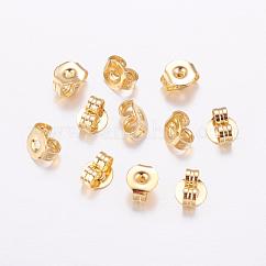 Ohrmuscheln aus Messing, Reibungsohrringrücken für Ohrstecker, langlebig plattiert, Cadmiumfrei und Nickel frei und Bleifrei, echtes 18k vergoldet, 5x4x2.5 mm, Bohrung: 0.8 mm