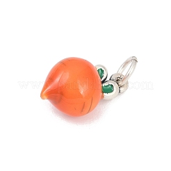Тонкие серебряные темно-оранжевые эмалевые подвески с фруктами&nbsp;STER-F060-01AS-01
