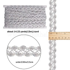 13mのメタリック編みレーストリム  スパンコール付きの花の装飾的なリボン  クラフト縫製用  服飾材料  銀  25x1.5mm  約14.22ヤード（13m）/カード&nbsp;SRIB-WH0011-062A