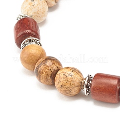 Bracelet extensible en perles de jaspe naturel pour femme ou homme&nbsp;BJEW-JB07732-02