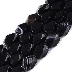 Brins de perles d'agate noire naturelle (teintes et chauffées)&nbsp;G-Q608-11A