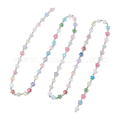 Железные стеклянные цепочки ручной работы со звездообразными звеньями AJEW-JB01435-01