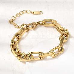 Браслеты-цепочки с прямоугольными кольцами из нержавеющей стали 304 для женщин&nbsp;BJEW-A152-02G