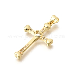 Pendenti in zirconi cubici trasparenti in micro pavè di ottone&nbsp;KK-D255-05G-05