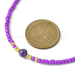 Collana con perline di semi di vetro e pietre preziose miste naturali e sintetiche con chiusura in acciaio inossidabile 304 per donna&nbsp;NJEW-JN04420