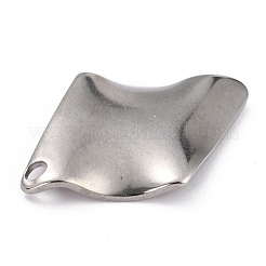 変色しない304ステンレススチールペンダント  ツイスト菱形  ステンレス鋼色  28x18x2mm  穴：1.8mm&nbsp;X-STAS-P282-06P