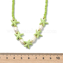 2 collier de perles synthétiques turquoise et naturelles&nbsp;NJEW-JN06130-03