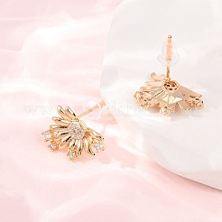 Pendientes de tuerca de circonio cúbico con micro pave de latón&nbsp;EJEW-D363-02G