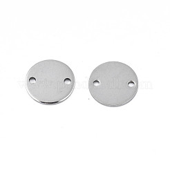 変色しない304ステンレススチールコネクタチャーム  空白タグのスタンプ  フラットラウンド  ステンレス鋼色  10x0.5mm  穴：1.2mm&nbsp;STAS-N095-116C-01