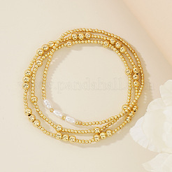 3шт латунные круглые бусины эластичные браслеты для женщин UW6152