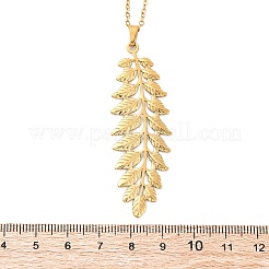 Collane con ciondolo a forma di foglia in acciaio inossidabile 304&nbsp;NJEW-H059-29B-G