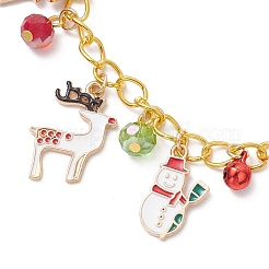 Рождественские браслеты с подвесками из сплава и эмали для женщин BJEW-JB12074