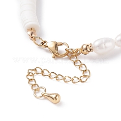 Браслет из бусин из натурального жемчуга и полимерной глины BJEW-TA00085