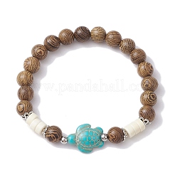 2 pièces 2 couleurs tortue de plage bracelets turquoise synthétiques&nbsp;BJEW-JB10303
