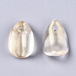 透明スプレー塗装ガラスチャーム  グリッターパウダー付き  花弁  トウモロコシの穂の黄色  12x8x4.5mm  穴：1mm&nbsp;GLAA-T016-36-D01