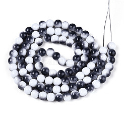 Нити двухцветных непрозрачных стеклянных бусин DGLA-Q027-8mm-04