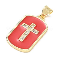 Ciondoli a croce religiosa in ottone con micro pavé di zirconi cubici trasparenti&nbsp;CU-CBA83A6-03H-G