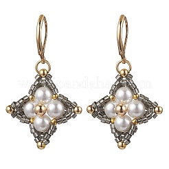 Стеклянные бусины ромбовидные серьги-русалки EJEW-MZ00346-02