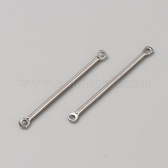 ステンレススチール製バーコネクタチャーム  スティックリンク  ステンレス鋼色  30x2x1mm  穴：1.2mm&nbsp;STAS-WH0001-25D-P
