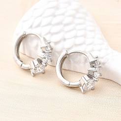 Boucles d'oreilles créoles en laiton zircon cubique micro pavé&nbsp;EJEW-Z121-06P