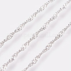 長めのメッキ真鍮のチェーンネックレス  カニカン付き  ニッケルフリー  プラチナメッキ  18.1インチ（46cm）  1.5mm&nbsp;X-NJEW-K112-11P-NF