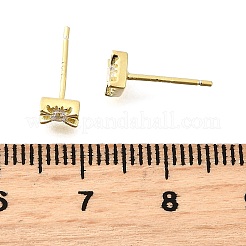 925 серьги-гвоздики из стерлингового серебра с прозрачным кубическим цирконием&nbsp;EJEW-Q030-05G