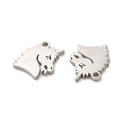 変色しない304ステンレススチールチャーム  ユニコーン  ステンレス鋼色  14x13x1.4mm  穴：1.8mm&nbsp;STAS-M089-38P