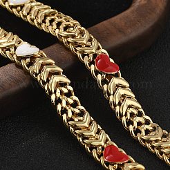 Браслеты из латунных эмалевых сердечек для женщин BJEW-B125-07G