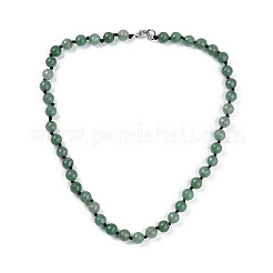 8mm facettierte runde natürliche grüne Aventurin Perlen Halsketten&nbsp;X-NJEW-F327-01A-02