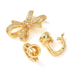 Micro pavé di ottone trasparente cubic zirconia piegato su fermagli&nbsp;KK-D259-06G