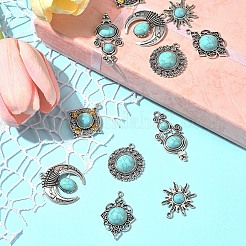 12 шт. 6 стиля тибетский стиль сплав паве имитация бирюзы подвески FIND-FS0002-81