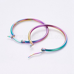 304ステンレススチールフープピアス  リング  虹色  34x2mm  ピン：1x0.6mm  内径：30mm&nbsp;EJEW-WH0002-03A-M