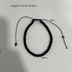 Круглые браслеты из плетеных бусин из натурального лавового камня MG3071