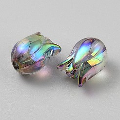 透明UVメッキアクリルビーズ  虹色の  チューリップ  カラフル  16x12mm  穴：2.8mm&nbsp;LS-TACR-TAC0001-09B-03