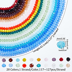 20 filo di perline di vetro di 20 colori&nbsp;GLAA-GA0001-65