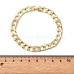 Женский браслет-цепочка с микропаве из латуни и прозрачными кубическими циркониями BJEW-H630-07G