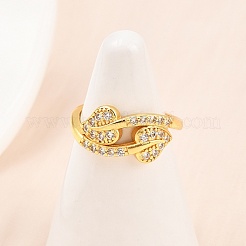 Манжеты из латуни с микро паве кубический цирконий для женщин&nbsp;RJEW-Z113-33G