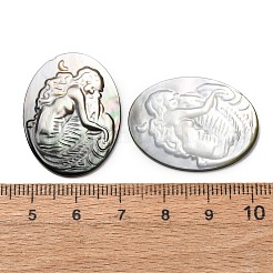Natürliche schwarze Lippenmuschel geschnitzte Cabochons&nbsp;SHEL-G024-02A