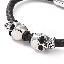 Браслет из нержавеющей стали 304 с черепом и магнитными застежками BJEW-P275-26P