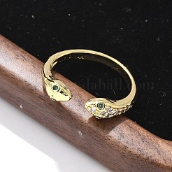 Anelli per polsini da donna in ottone con micro pavé di zirconi cubici&nbsp;RJEW-Z084-01G-01