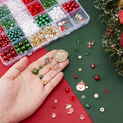 クリスマステーマのDIYビーズ＆ペンダントジュエリー製作キット  ミックスカラー  6x5mm  穴：1mm&nbsp;DIY-PH0022-39