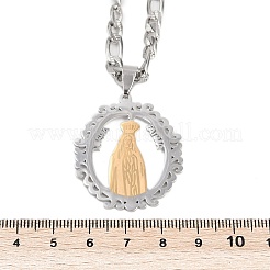 Кольцо с подвеской Девы Марии 201 из нержавеющей стали для мужчин и женщин NJEW-K283-23G